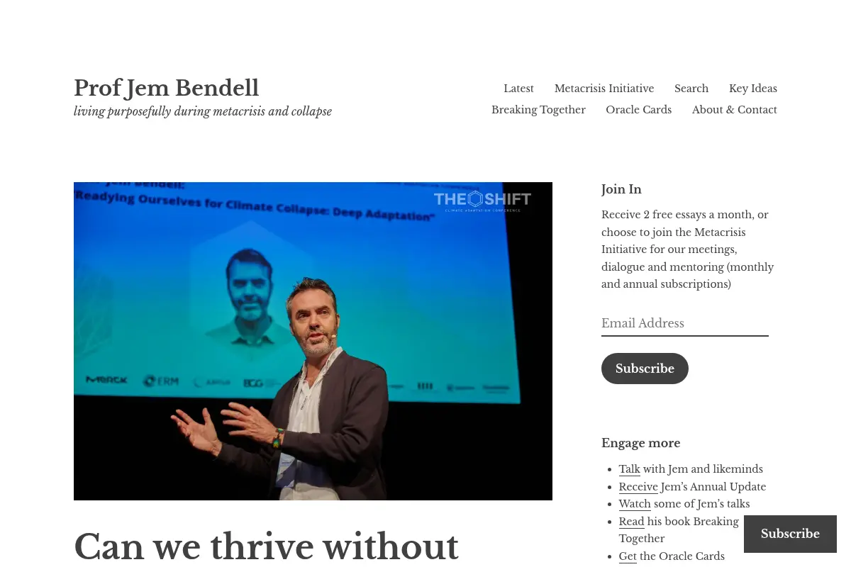 Prof Jem Bendell – living purposefully during metacrisis and collapse