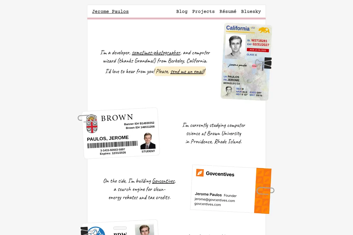 The personal site of Jerome Paulos