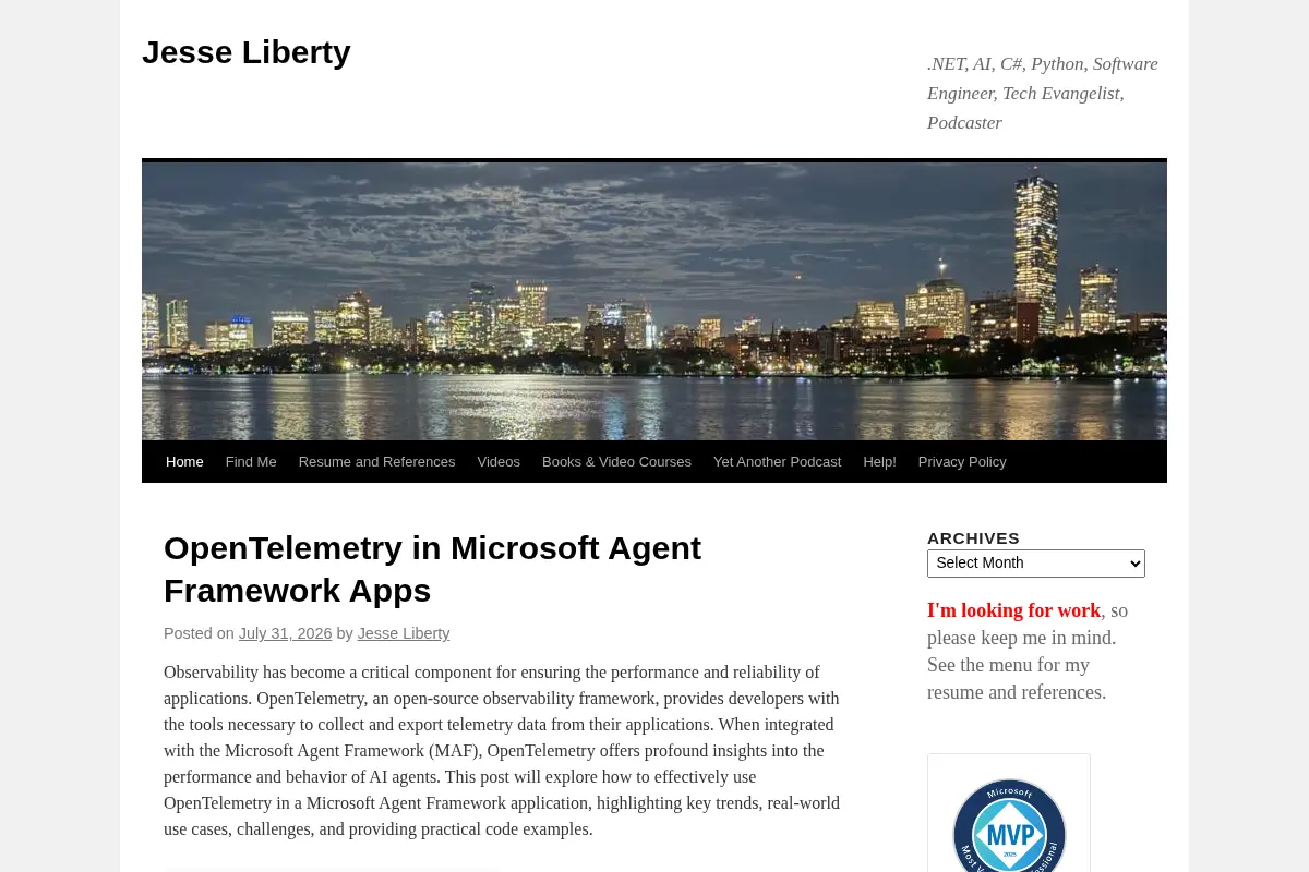 Jesse Liberty | .NET, AI, C#, Python, Software Engineer, Tech Evangelist, Podcaster