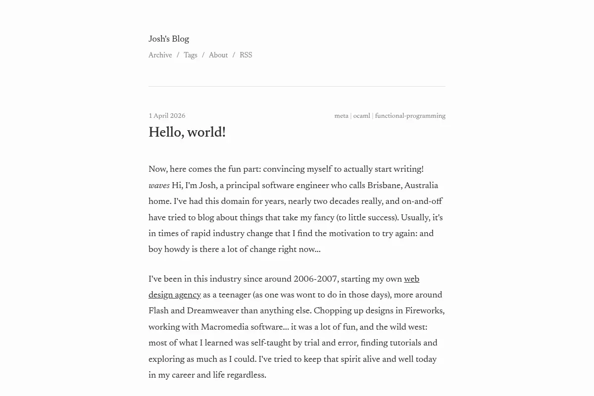 Josh's Blog — Typed functions, untyped opinions