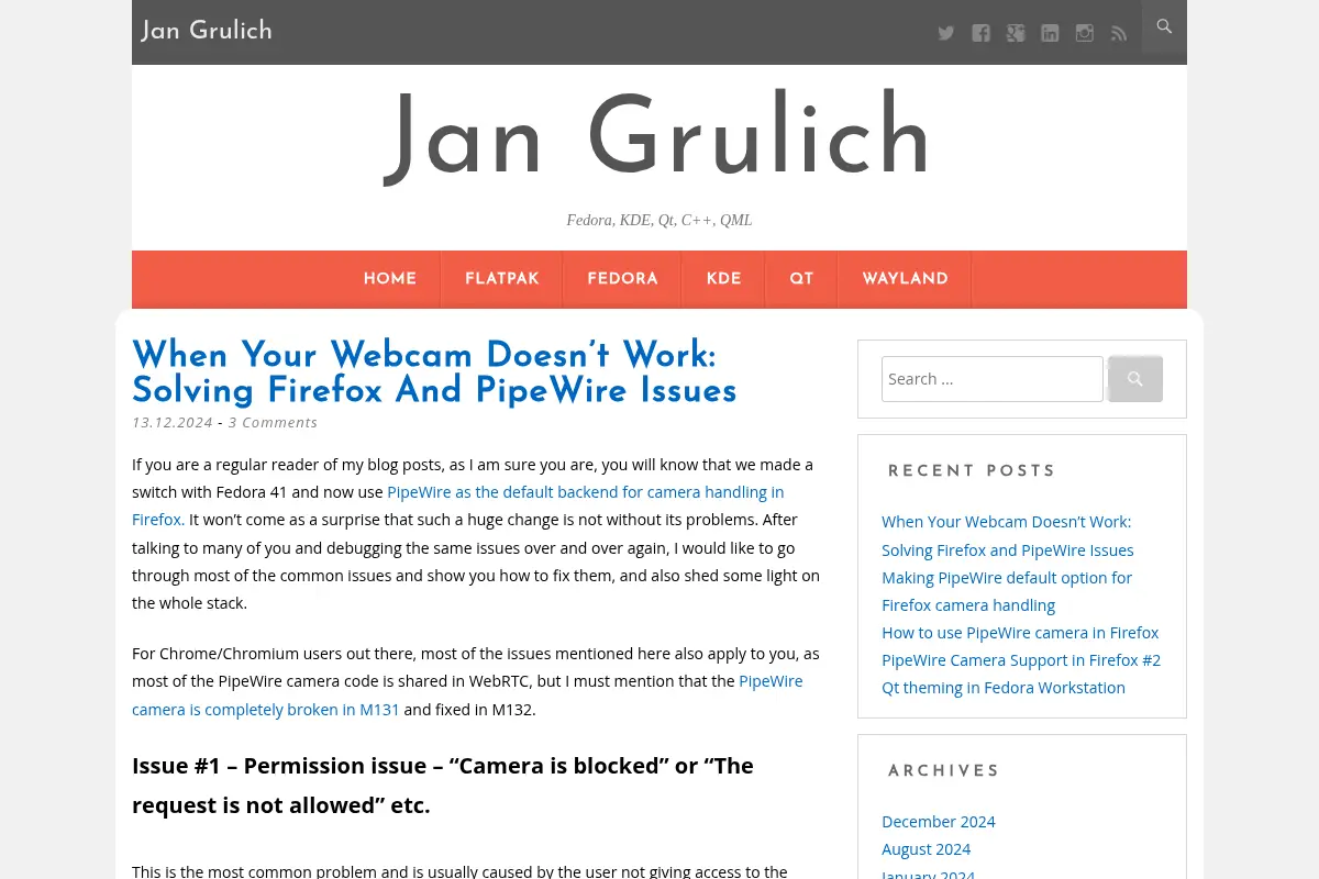 Jan Grulich – Fedora, KDE, Qt, C++, QML