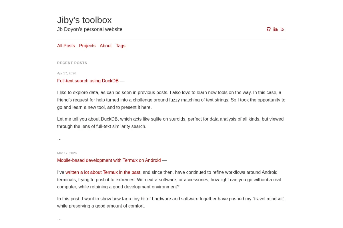 Jiby's toolbox - Jb Doyon's personal website