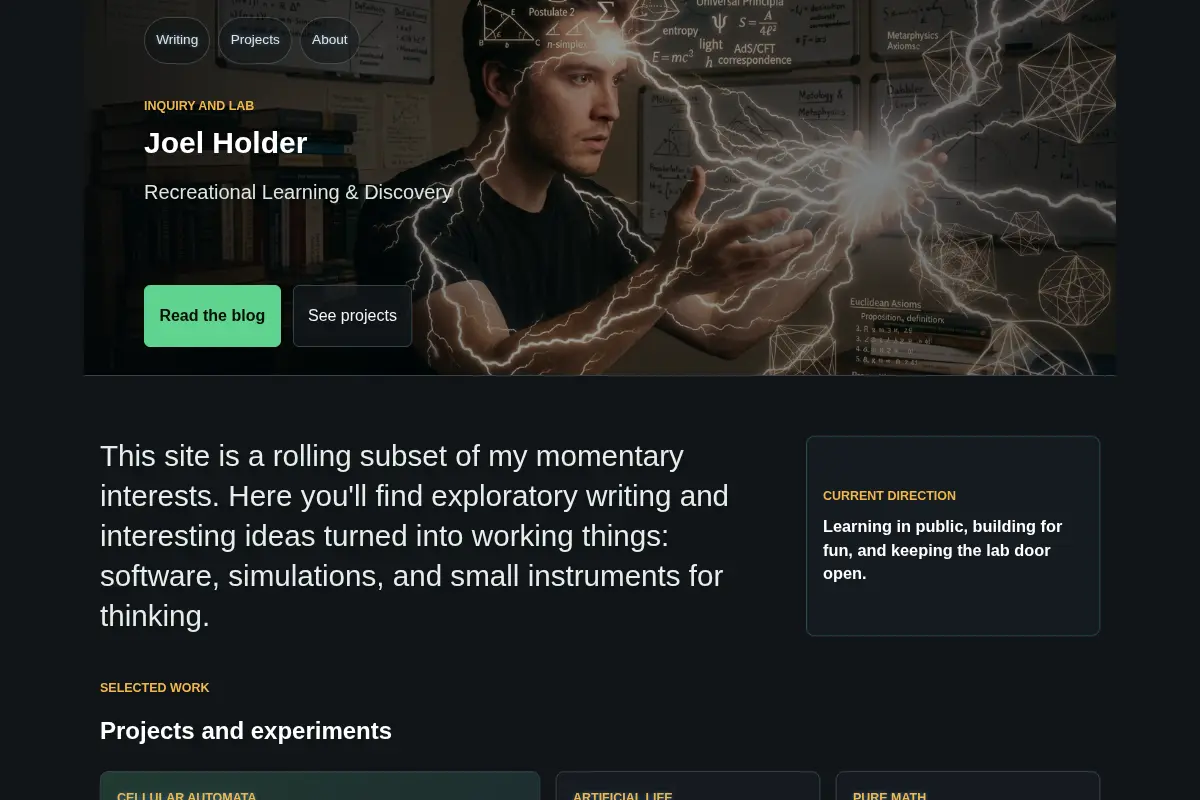 Joel Holder | Math, coding, philosophy, art, and other things that interest me