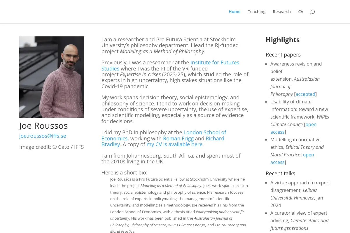Joe Roussos - Academic Homepage