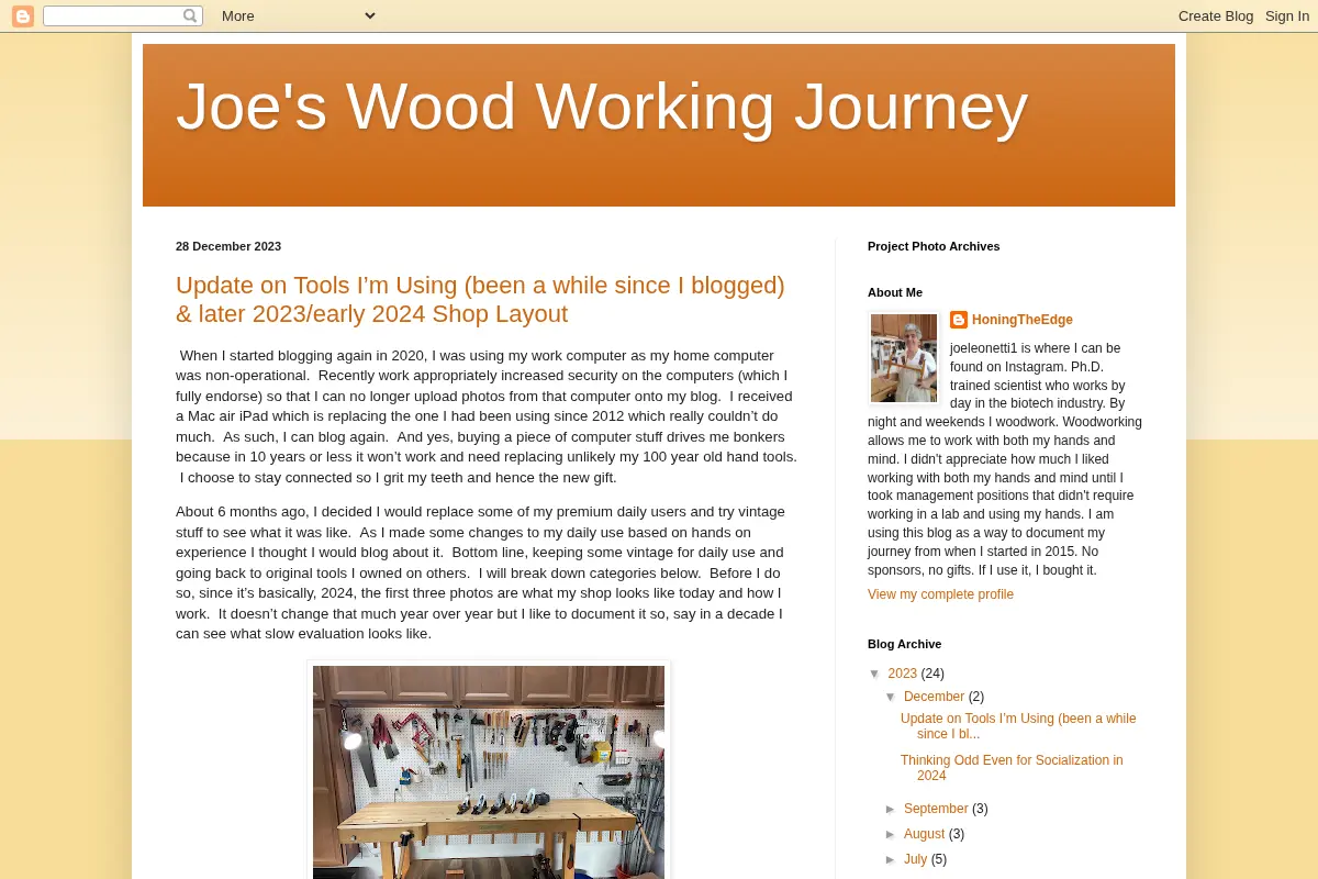 Joe's Wood Working Journey
