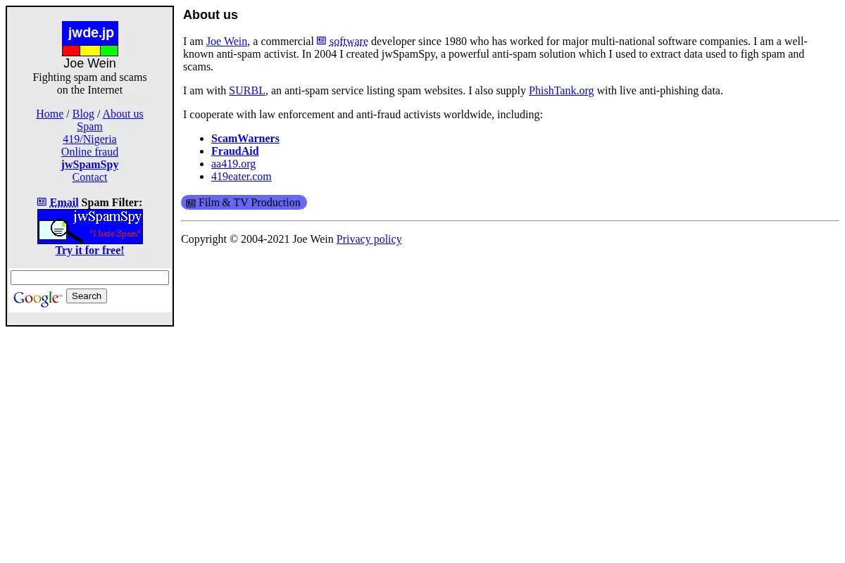 Joe Wein - fighting spam and scams