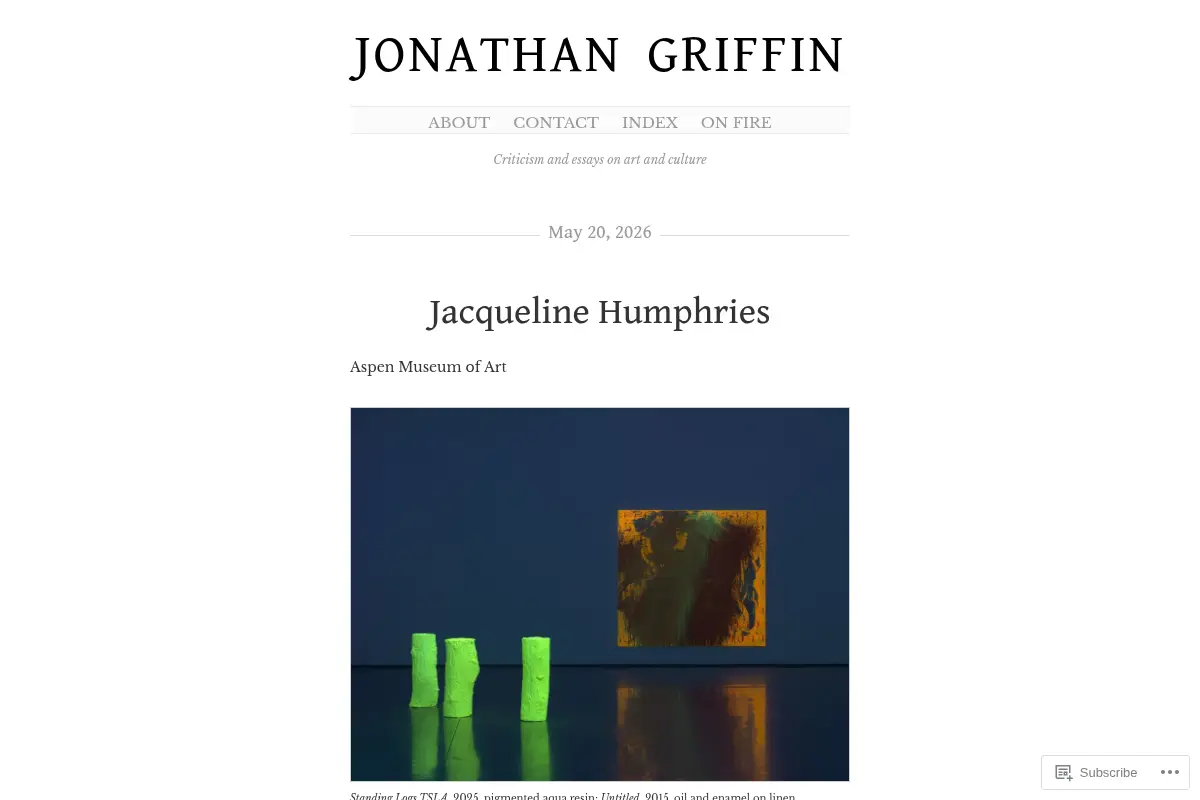 Jonathan Griffin | Criticism and essays on art and culture