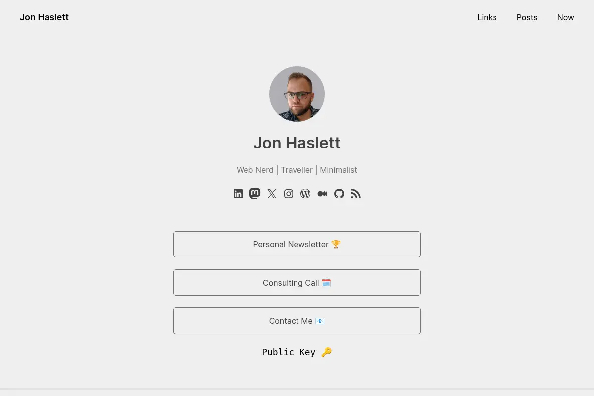 Jon Haslett | Web Nerd | Traveller | Minimalist