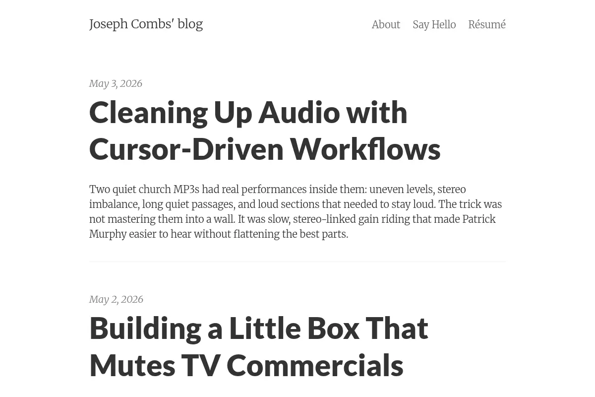 Joseph Combs' blog