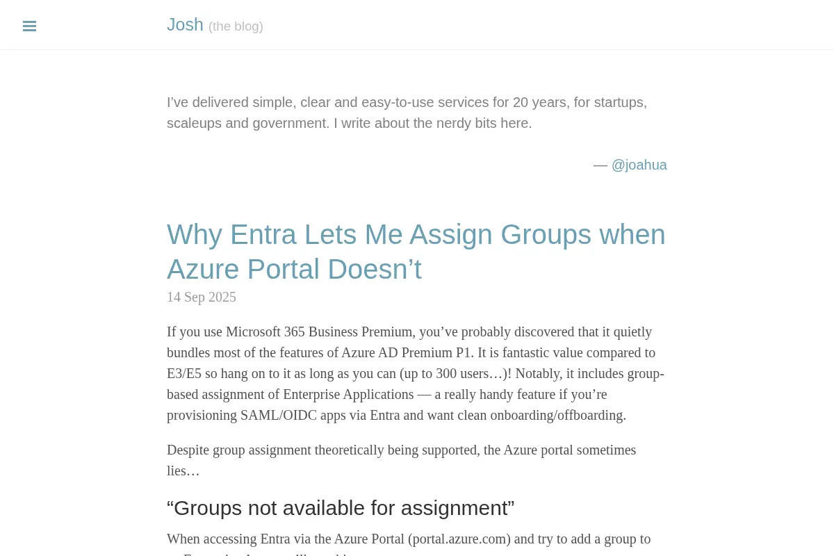 Josh · (the blog)