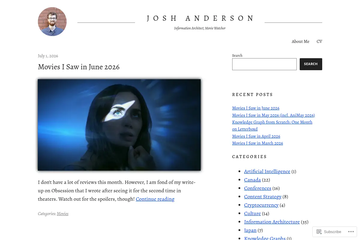 Josh Anderson – Information Architect, Movie Watcher