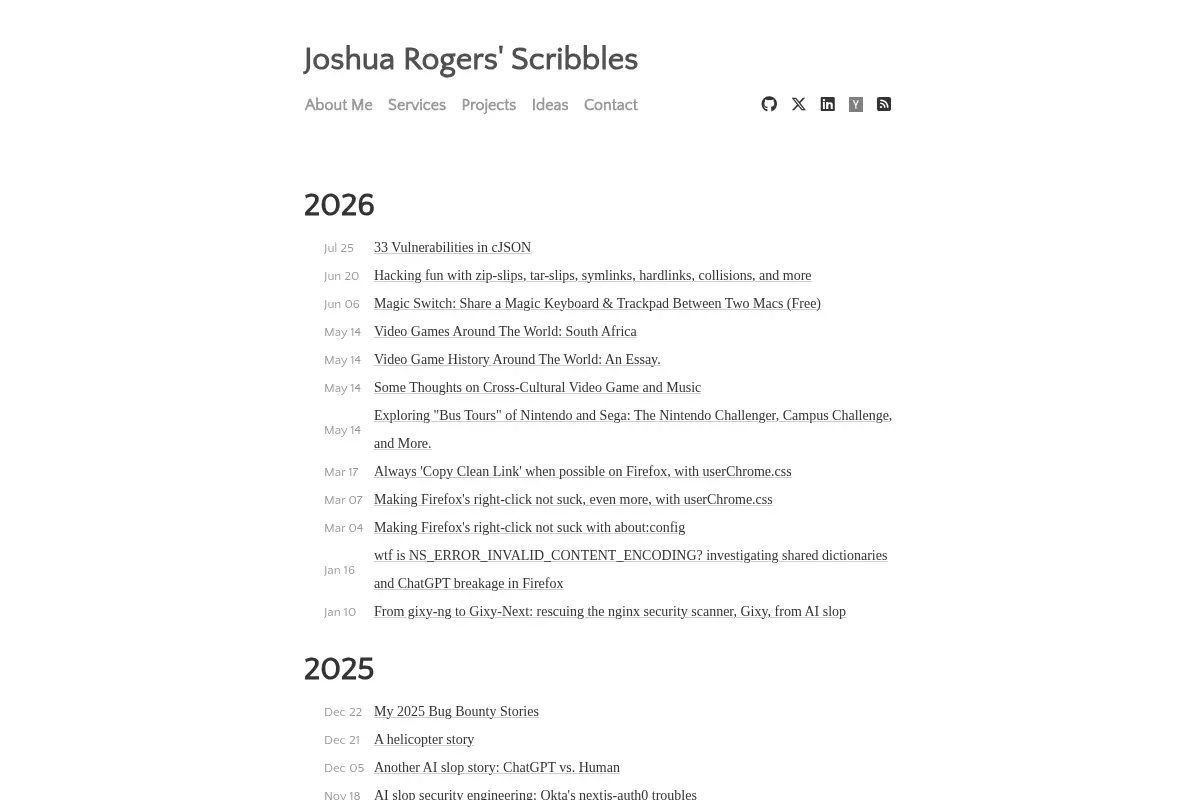Joshua Rogers' Scribbles — Security Research and Systems Engineering