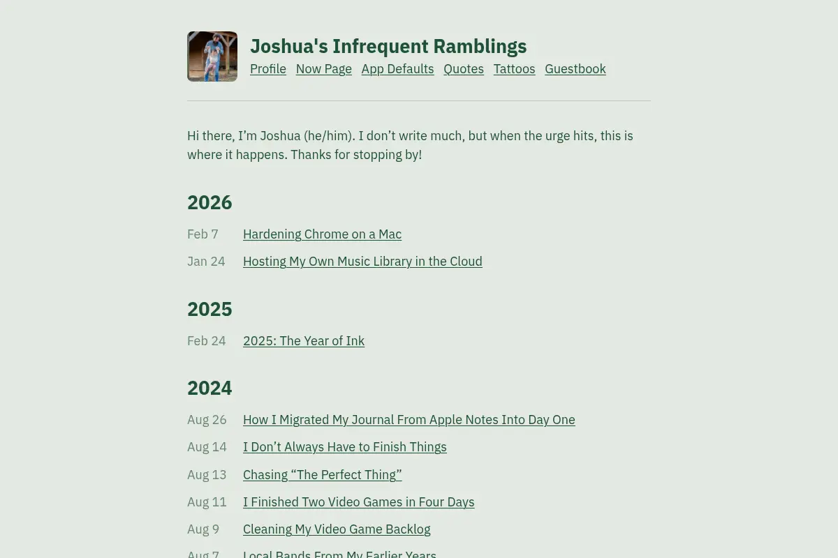 Joshua's Infrequent Ramblings