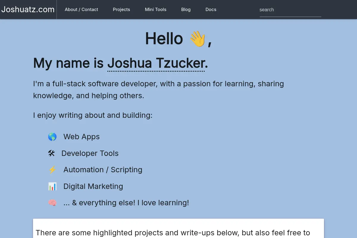 Home - Joshua Tzucker's Site