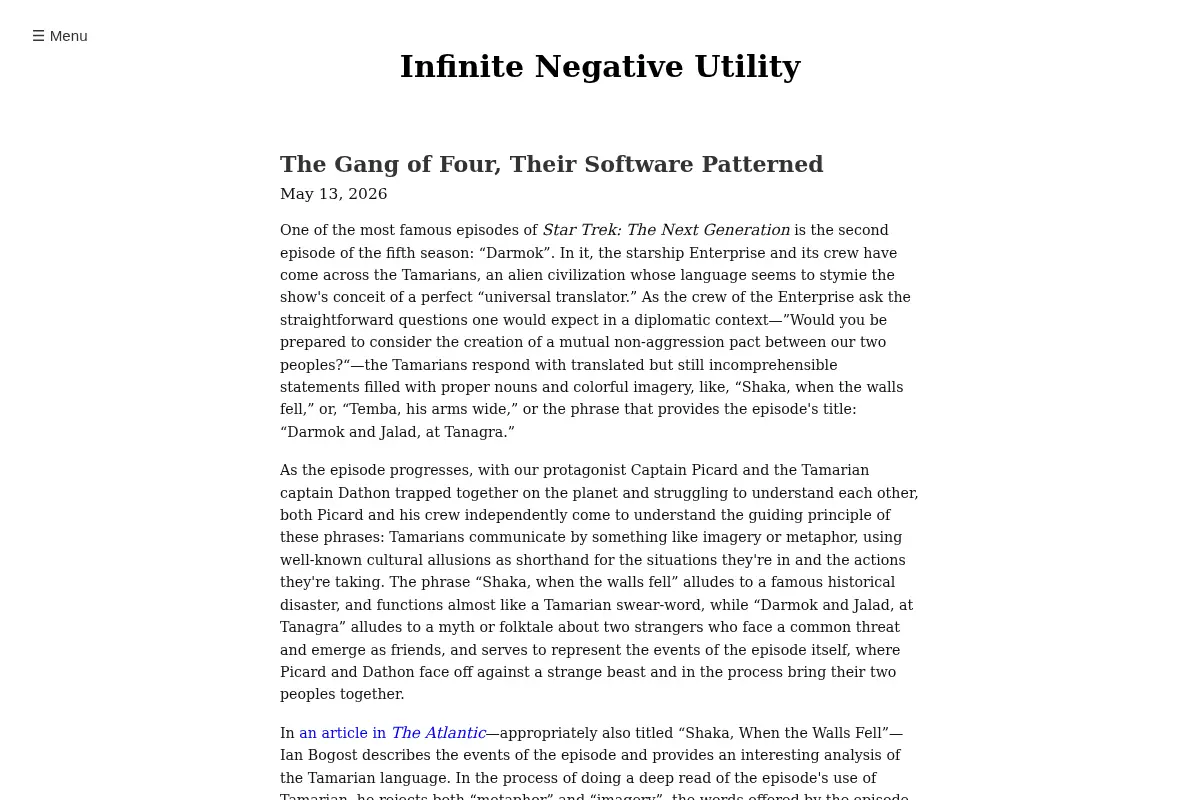 Infinite Negative Utility