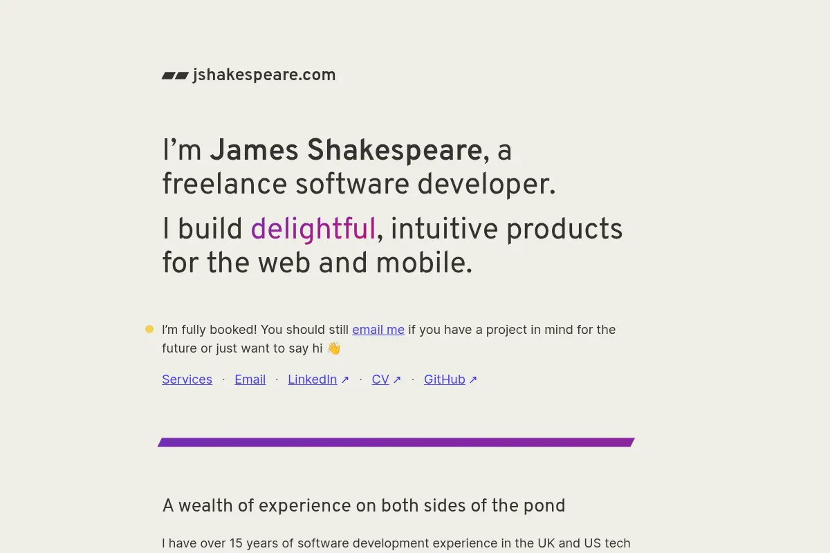James Shakespeare - Freelance web and mobile developer