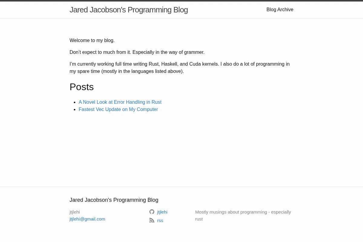 Jared Jacobson's Programming Blog