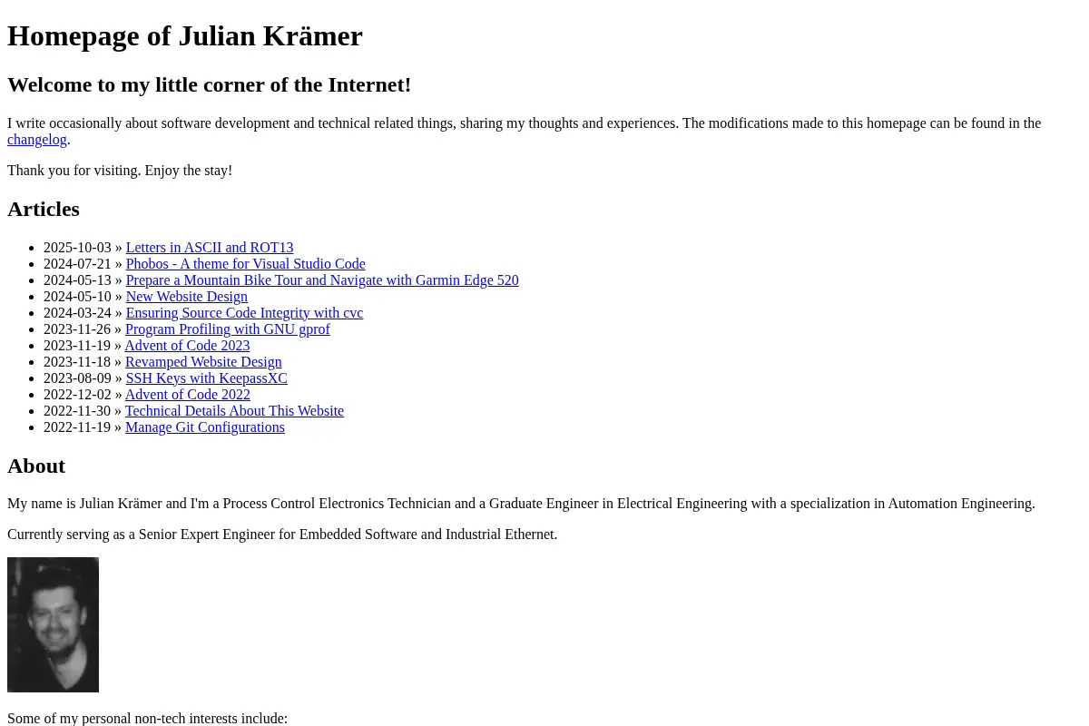 Homepage of Julian Krämer – juliankraemer.de