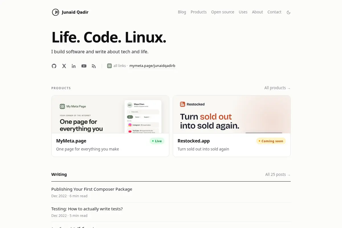 Junaid Qadir · Full Stack Developer, Laravel and Linux