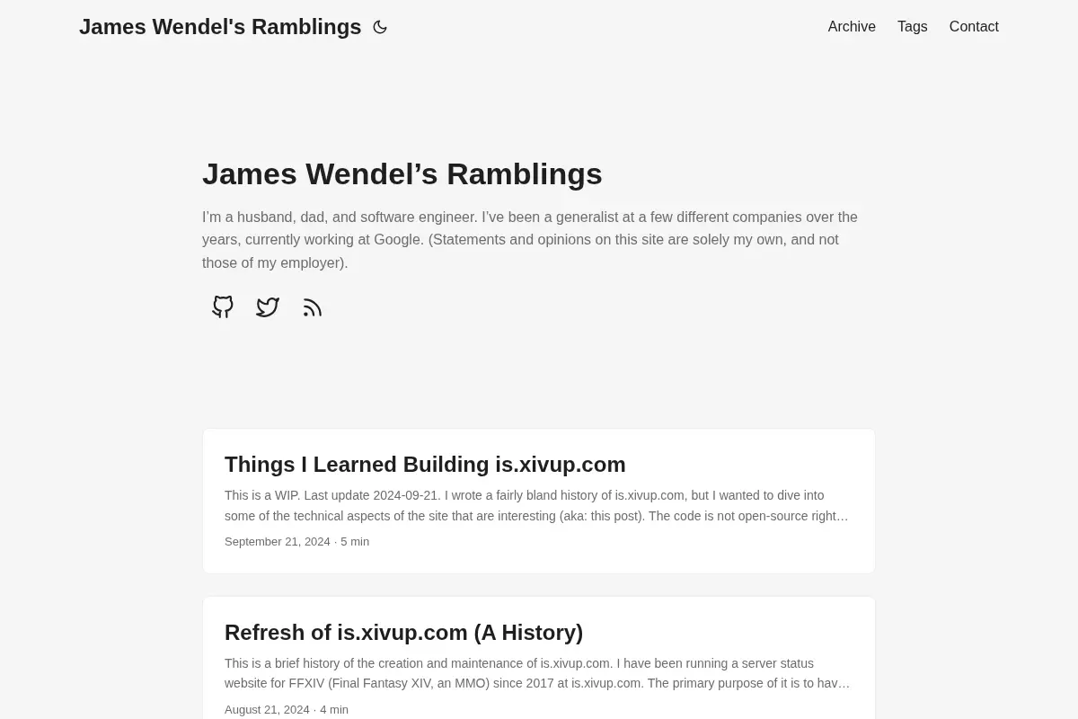 James Wendel's Ramblings