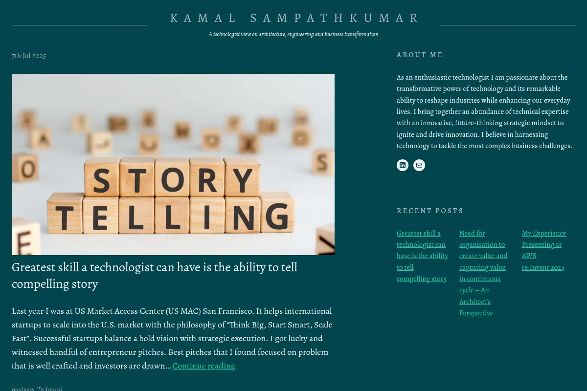 Kamal Sampathkumar – A technologist view on architecture, engineering and business transformation