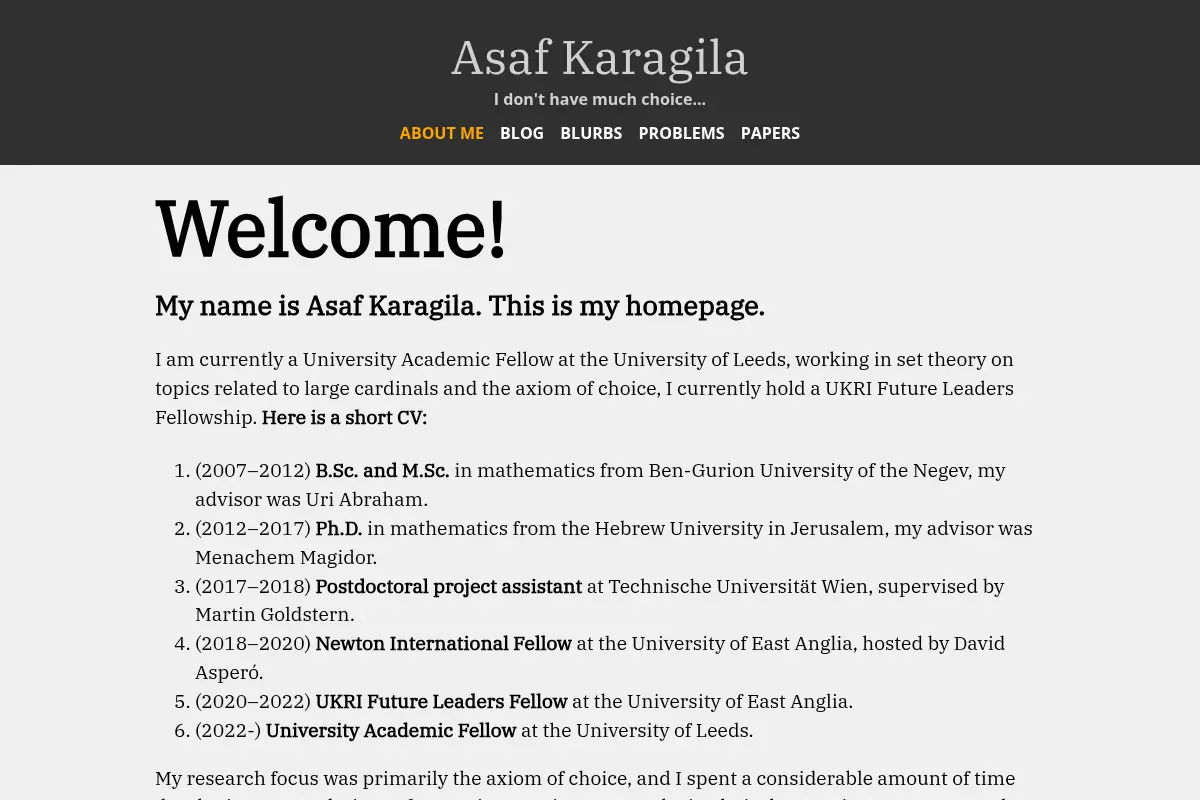 Asaf Karagila | I don't have much choice...