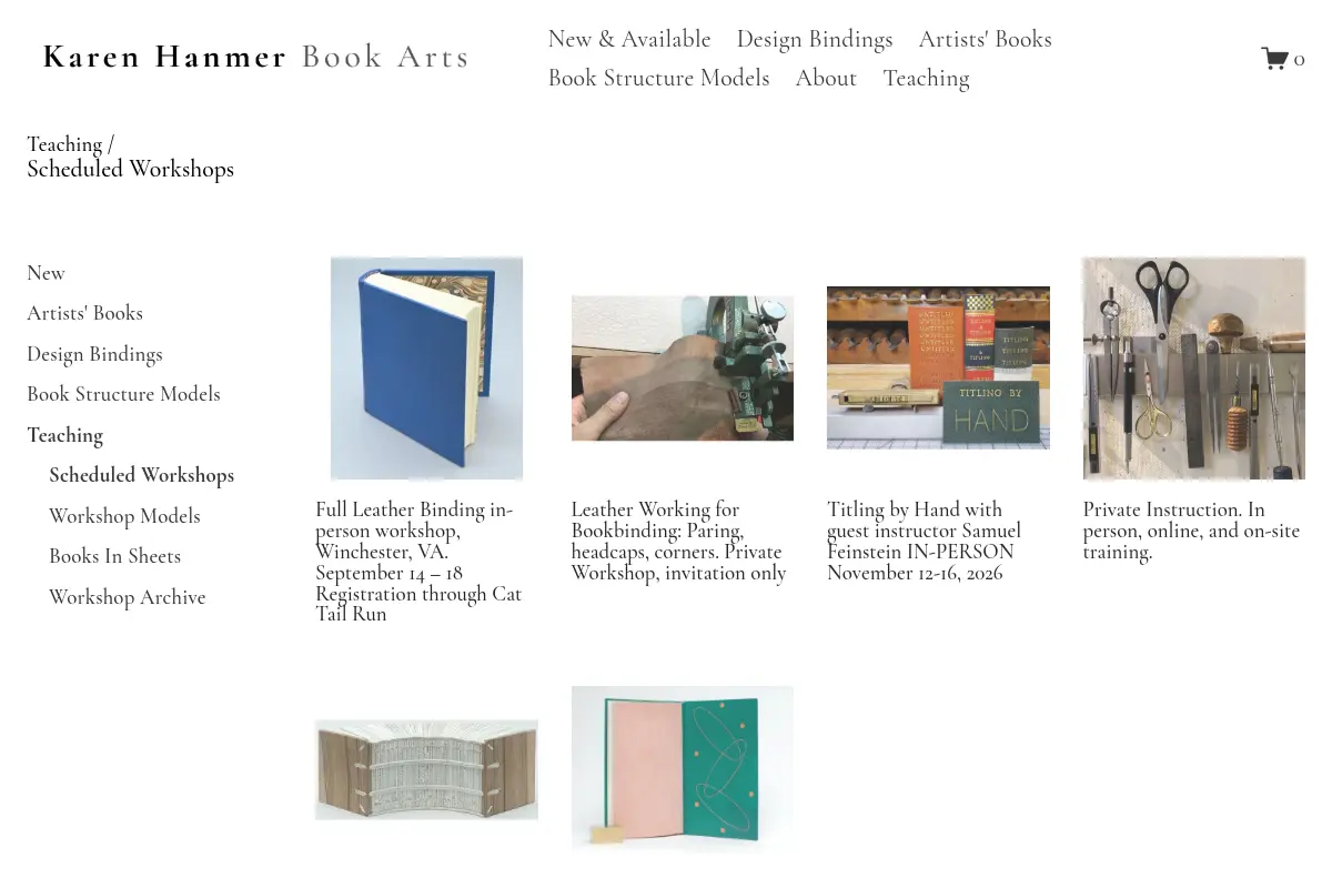 Scheduled Workshops — Karen Hanmer Book Arts