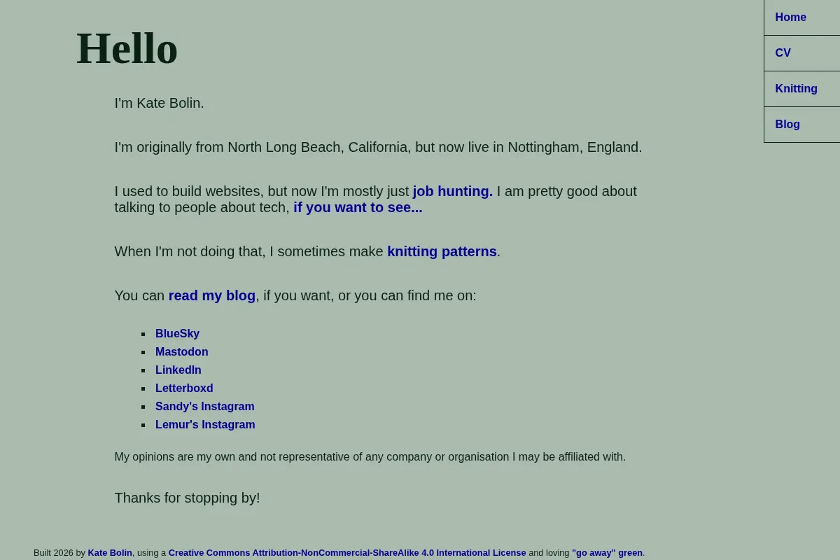 Kate Bolin's Personal Site