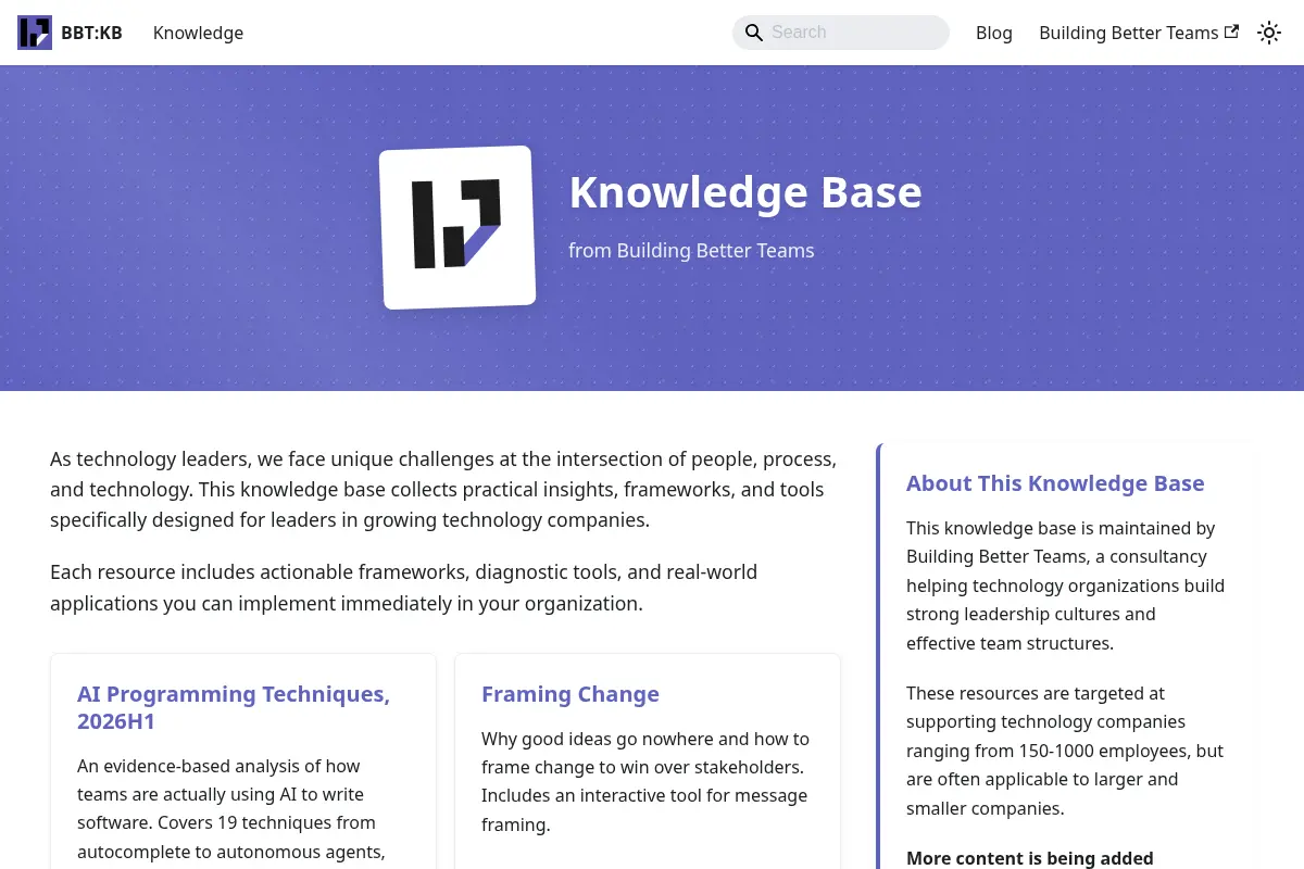 Knowledge Base @ Building Better Teams