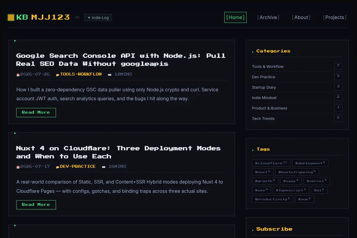 Indie Developer Log · kbmjj123.cc
