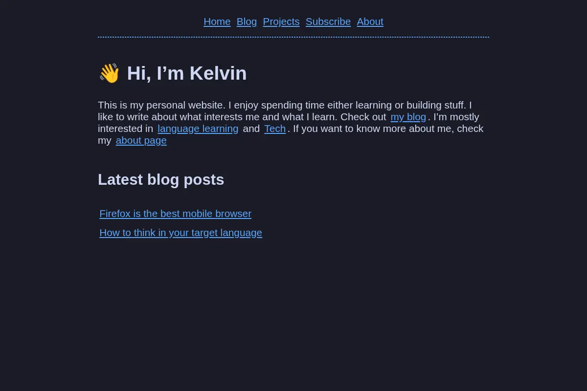 Kelvin's personal website