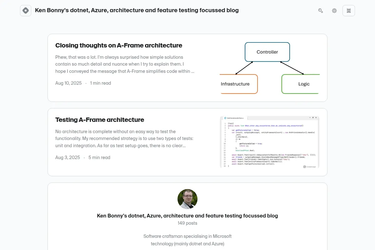 Ken Bonny's dotnet, Azure, architecture and feature testing focussed blog