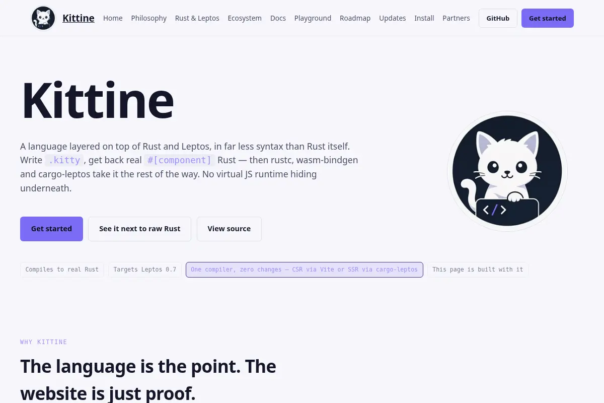 Kittine — a language that compiles to real Rust, in far less syntax