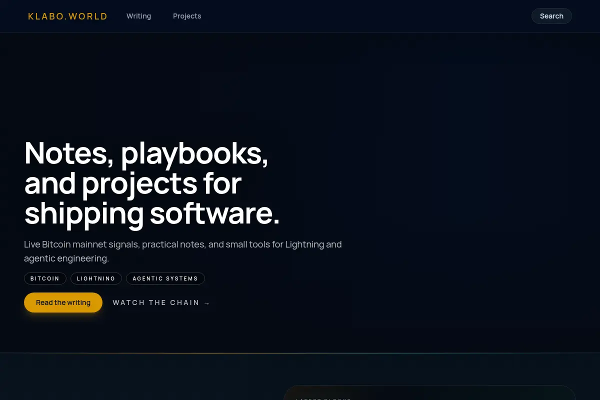 klabo.world • Bitcoin, Lightning & Agentic Engineering