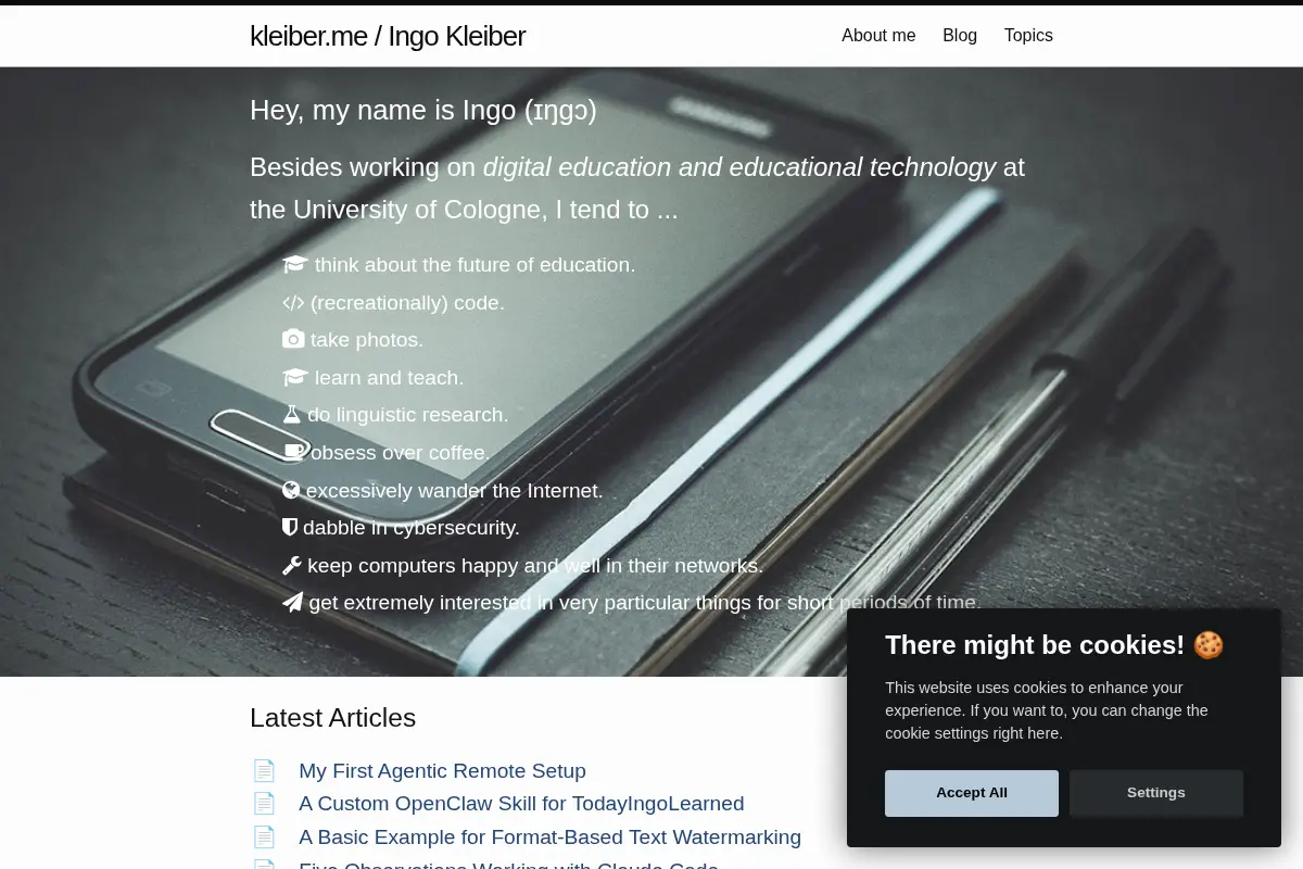 kleiber.me / Ingo Kleiber | Thoughts on Technology, Education, and What Interests Me