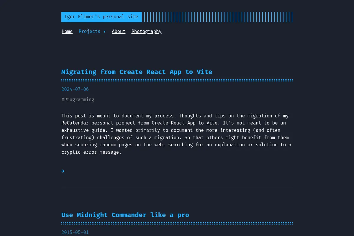 Igor Klimer's personal site