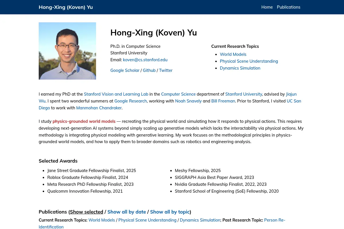 Hong-Xing (Koven) Yu