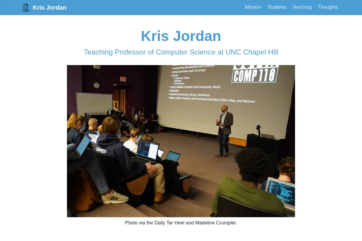 Kris Jordan · Teaching Professor of Computer Science at UNC Chapel Hill