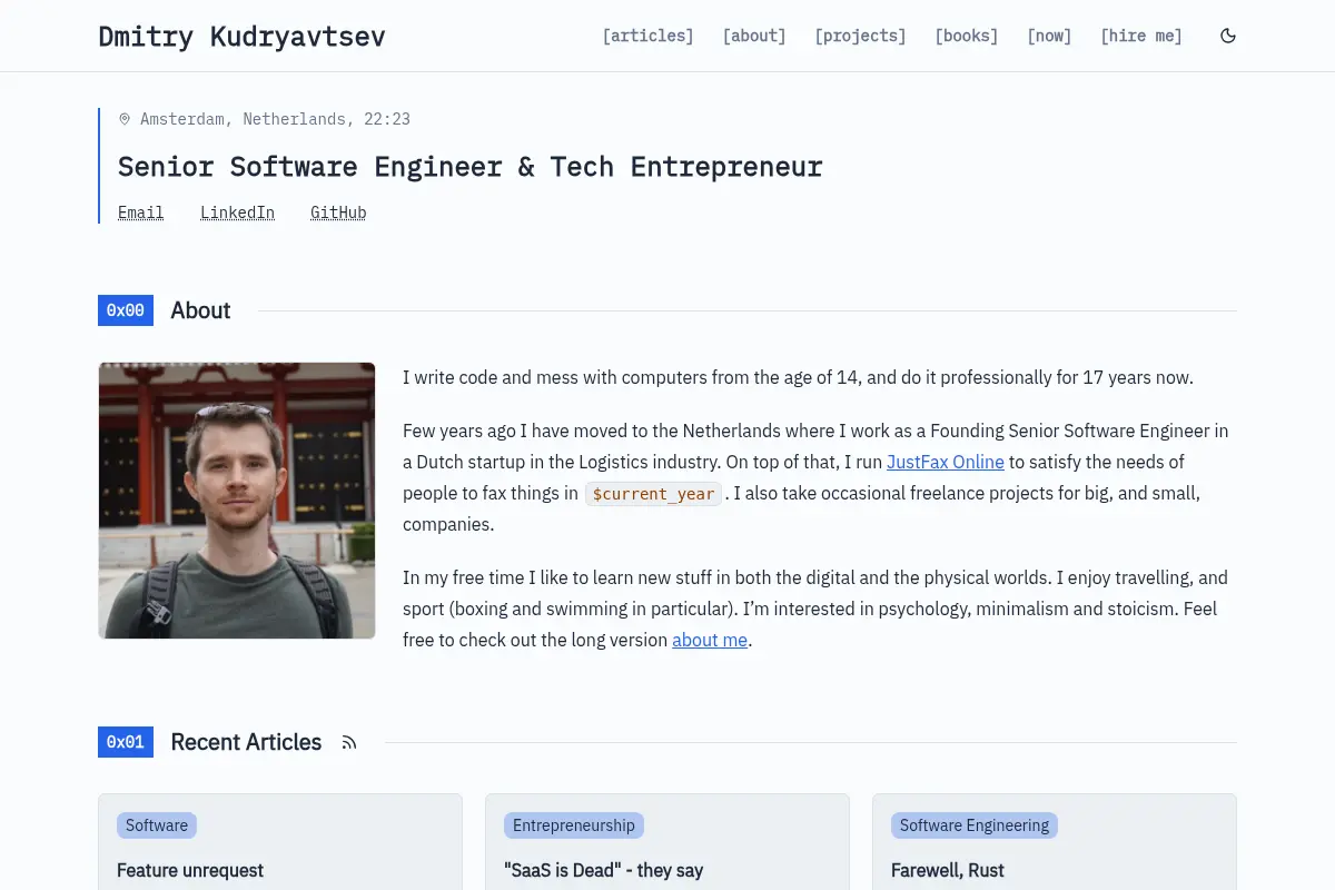 Dmitry Kudryavtsev | Software Engineer and Tech Entrepreneur