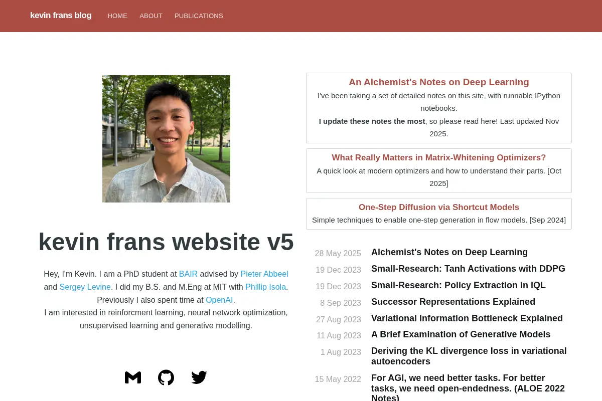 Kevin Frans Blog