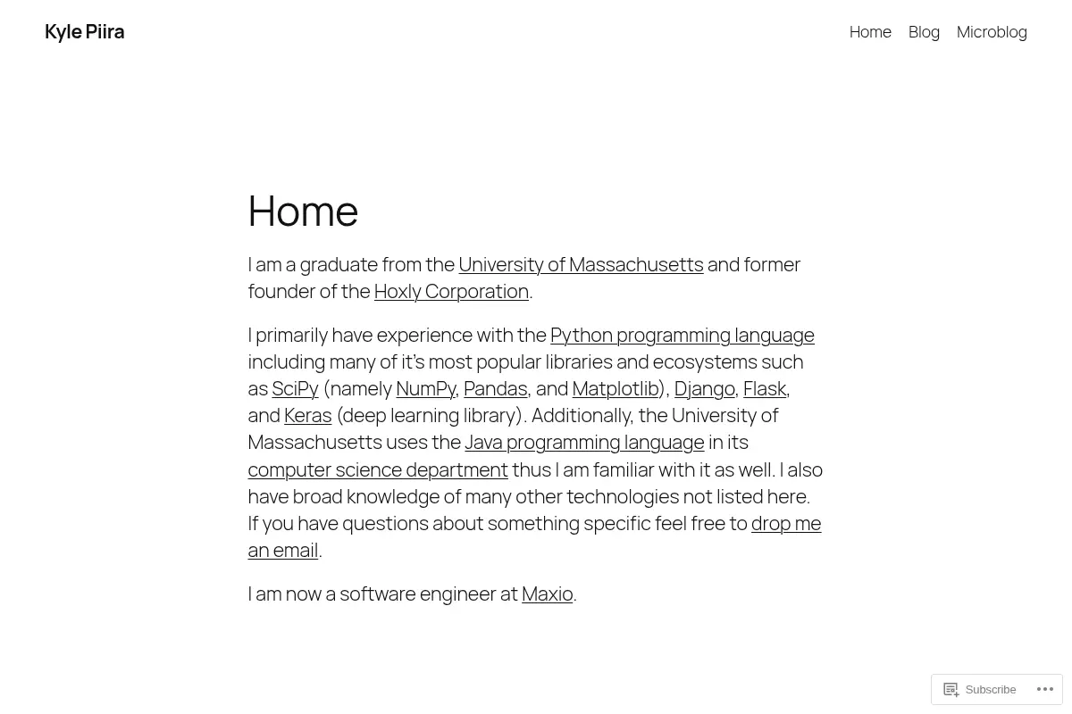 Kyle Piira – Blog, Resume, and Projects