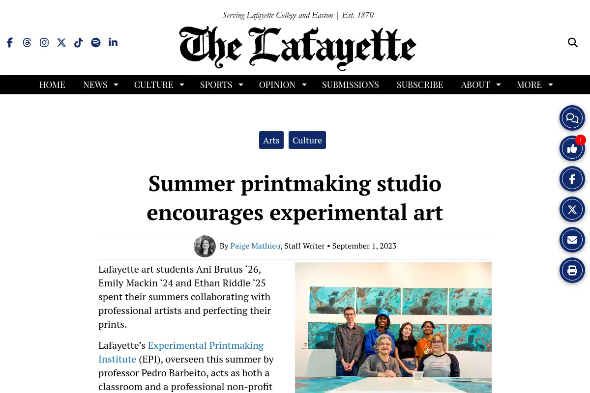 Summer printmaking studio encourages experimental art