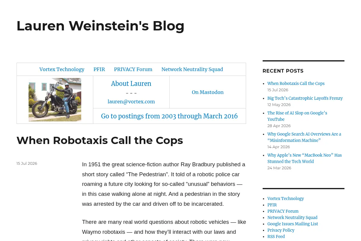 Lauren Weinstein's Blog