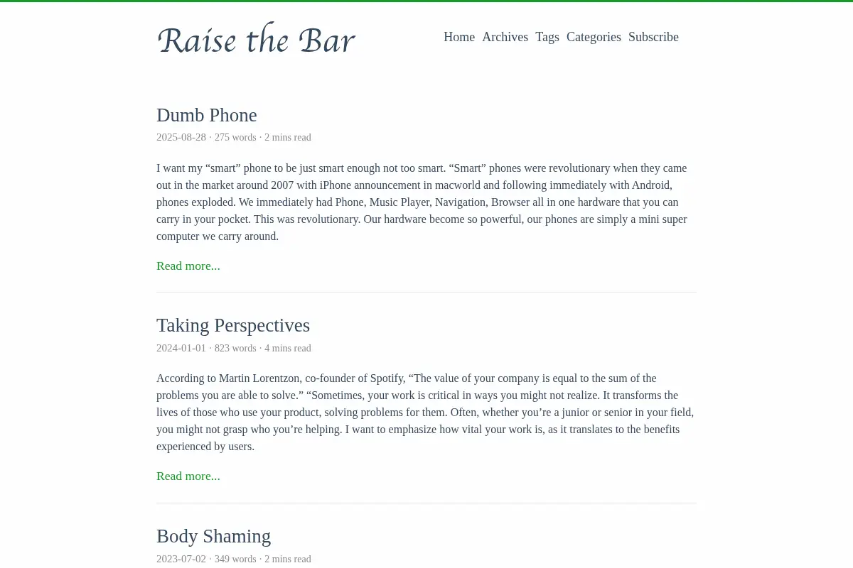 Raise the Bar