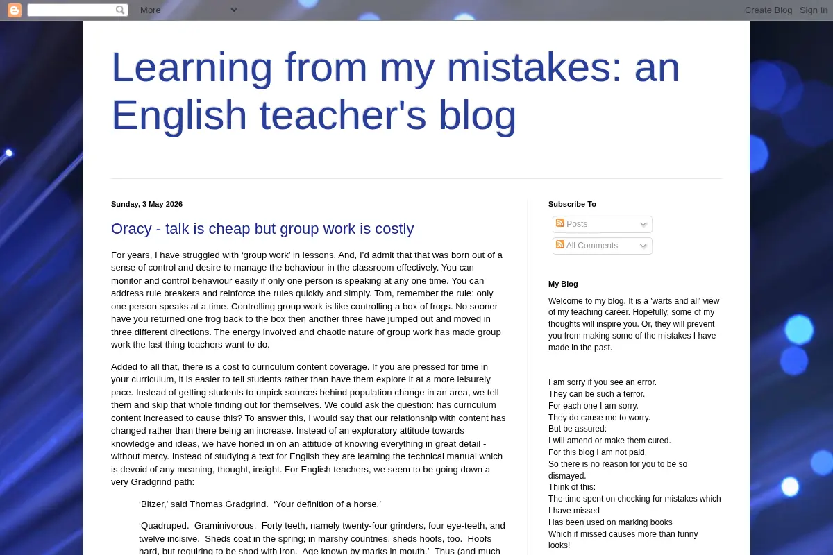 Learning from my mistakes: an English teacher's blog