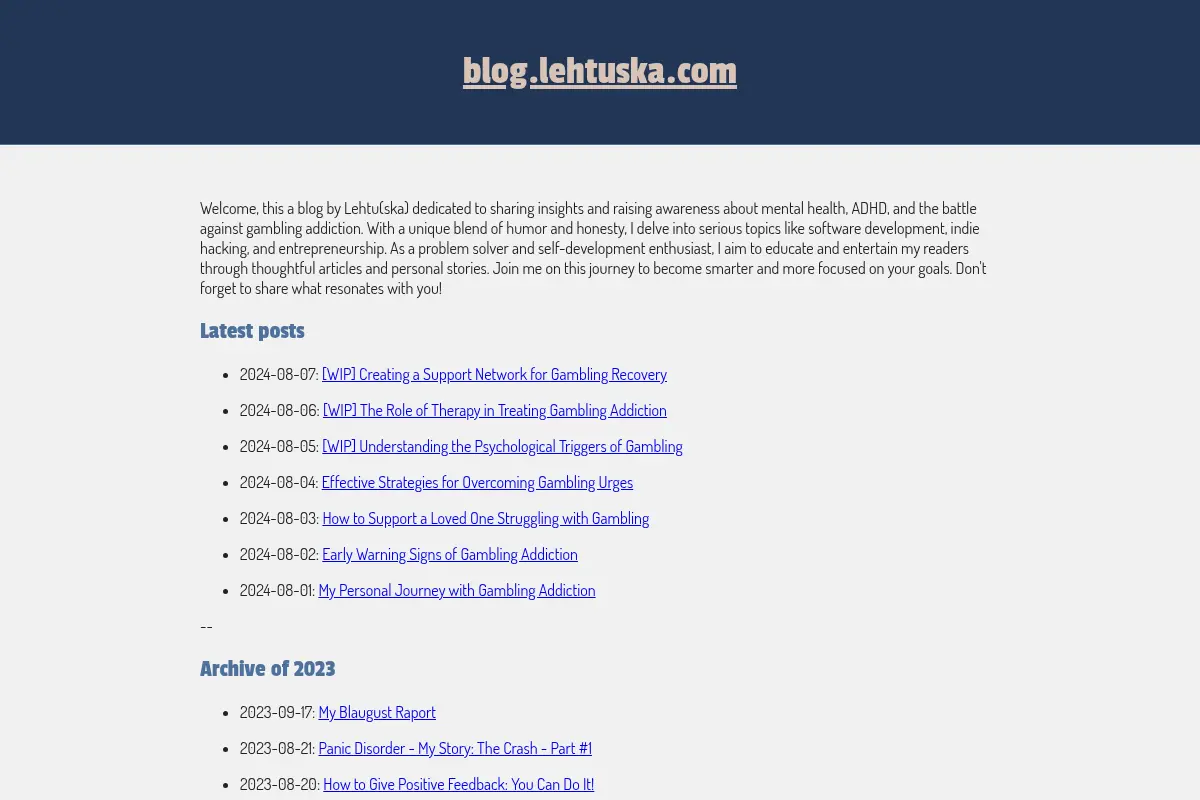 Lehtuska's Blog