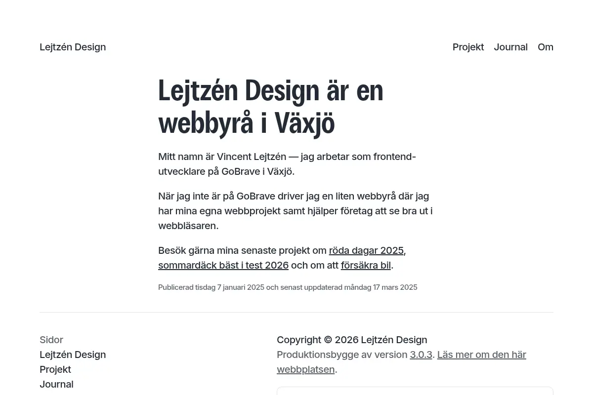 Lejtzén Design: webbbyrå i Växjö av Vincent Lejtzén