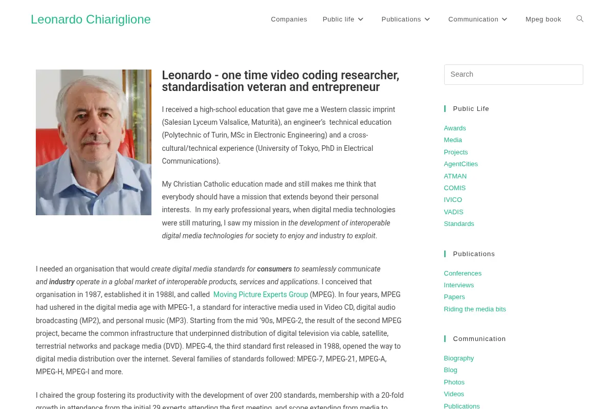 Leonardo Chiariglione – Leonardo’s Home Page