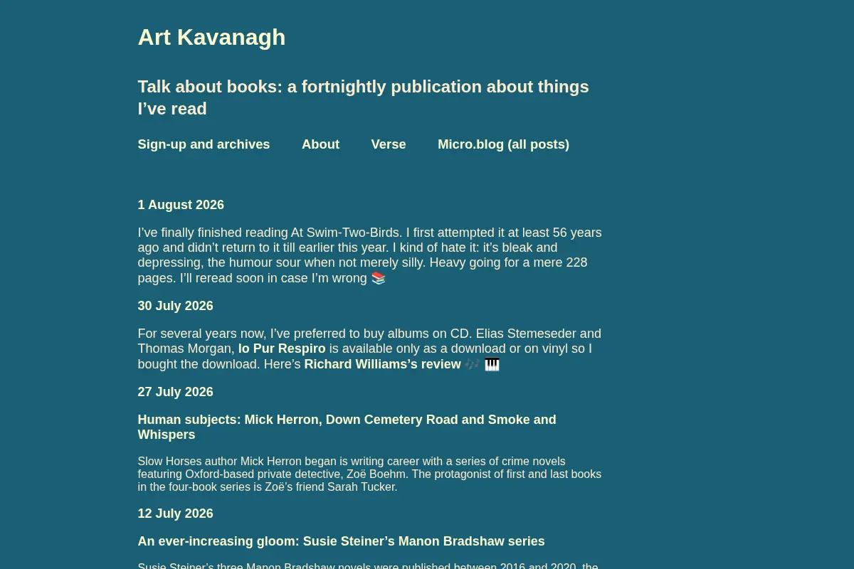 Art Kavanagh - Talk about books