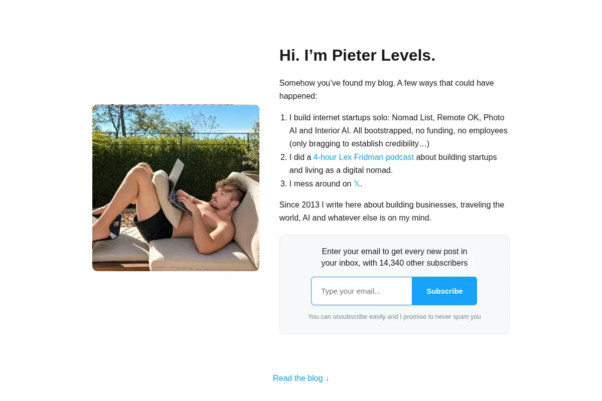@levelsio's blog